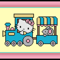 Free Hello Kitty Cross Stitch Pattern Train Ride